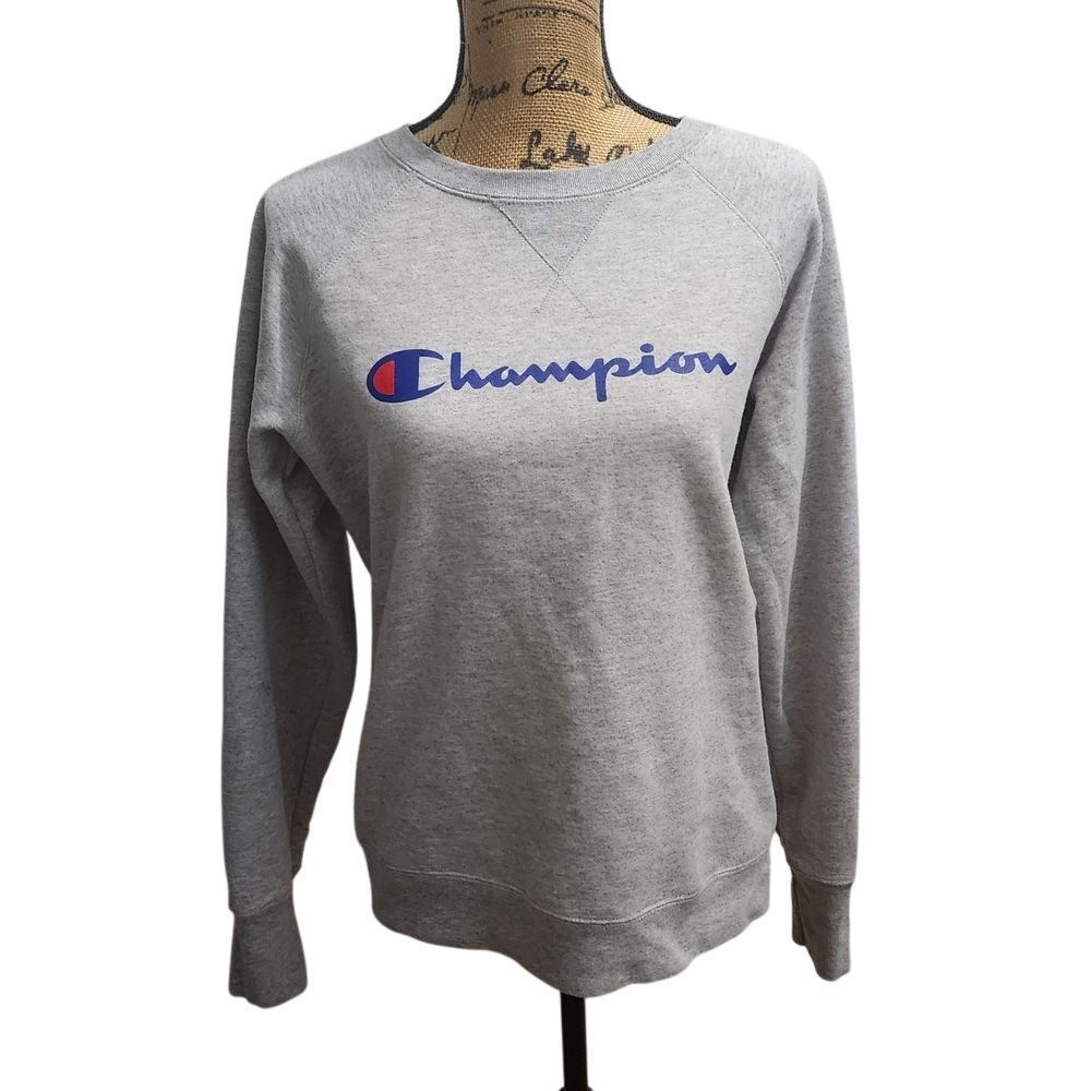 Champion Classic Logo Gray Crewneck Sweatshirt Athletic Casual Loungewear Size M